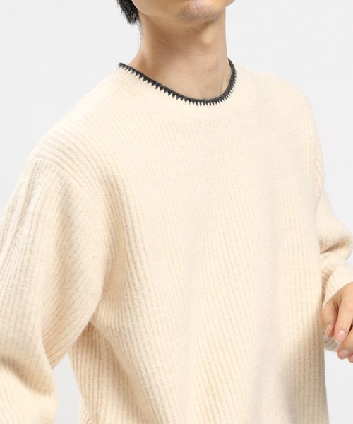 GLOBAL WORK Smile Seed Store（グローバルワーク スマイルシードストア）の「ストレッチブークレプルオーバー/907903（ニット/セーター・メンズ・アイボリー/モカ/チャコール/ライトグレー・MEDIUM/X-LARGE/SMALL/LARGE）」の9枚目の写真