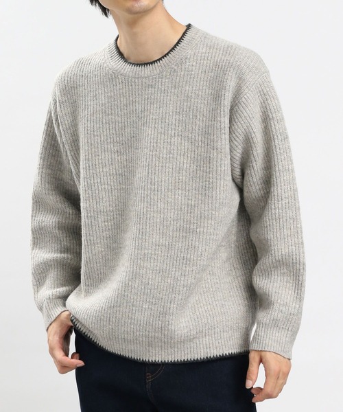 GLOBAL WORK Smile Seed Store（グローバルワーク スマイルシードストア）の「ストレッチブークレプルオーバー/907903（ニット/セーター・メンズ・アイボリー/モカ/チャコール/ライトグレー・MEDIUM/X-LARGE/SMALL/LARGE）」の13枚目の写真