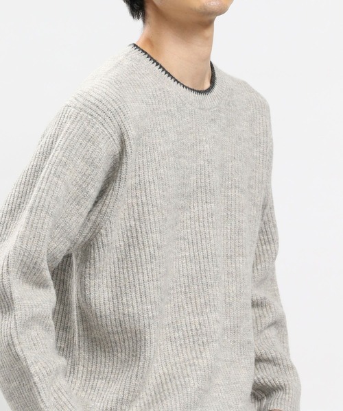 GLOBAL WORK Smile Seed Store（グローバルワーク スマイルシードストア）の「ストレッチブークレプルオーバー/907903（ニット/セーター・メンズ・アイボリー/モカ/チャコール/ライトグレー・MEDIUM/X-LARGE/SMALL/LARGE）」の15枚目の写真