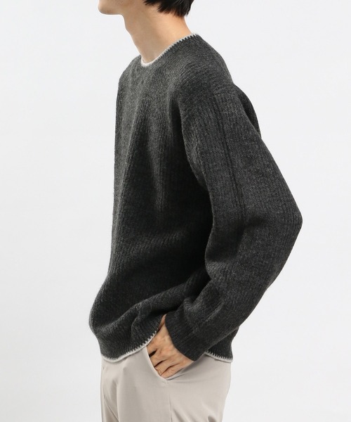 GLOBAL WORK Smile Seed Store（グローバルワーク スマイルシードストア）の「ストレッチブークレプルオーバー/907903（ニット/セーター・メンズ・アイボリー/モカ/チャコール/ライトグレー・MEDIUM/X-LARGE/SMALL/LARGE）」の21枚目の写真