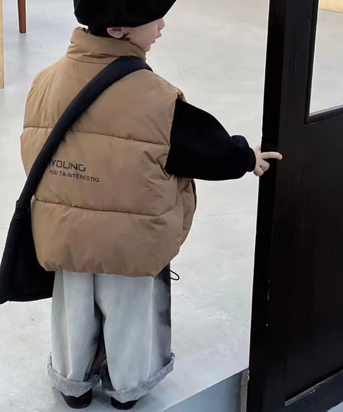 aimoha（アイモハ）の「【aimoha-KIDS-】子供服 ベーシックフェイクダウンオーバーサイズベスト（ダウンベスト・キッズ・チョコ/イエロー・110/130/100/120/90）」の5枚目の写真