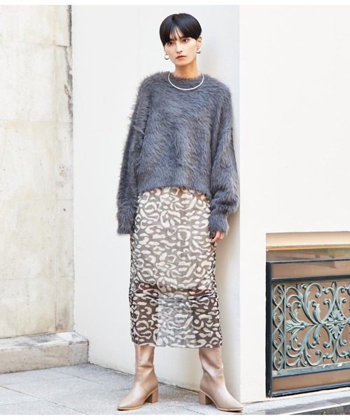 Settimissimo（セッティミッシモ）の「ITALY レオパード柄 メッシュ シャーリング タイト スカート（スカート・レディース・ブラック・FREE）」の10枚目の写真