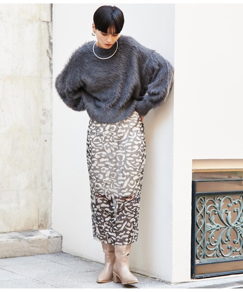 Settimissimo（セッティミッシモ）の「ITALY レオパード柄 メッシュ シャーリング タイト スカート（スカート・レディース・ブラック・FREE）」の9枚目の写真