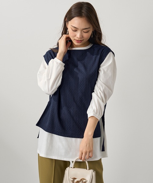 BELLUNA PLUS(ベルーナ)の「カットソージャカード素材アンサンブル(アンサンブル・レディース・ネイビー/オリーブ/グレー系その他/モカ・MEDIUM/LARGE/X-LARGE)」の15枚目の写真