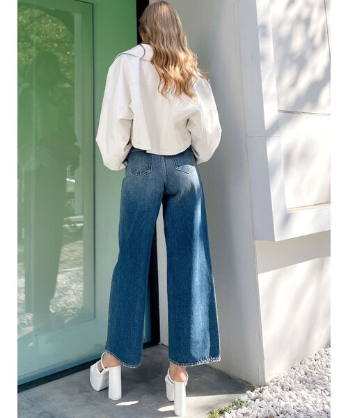 GYDA（ジェイダ）の「ハイウエスト OVER LAP ワイドレッグデニムパンツ（デニムパンツ・レディース・ライトブルー/ブルー・SMALL/MEDIUM/X-SMALL）」の13枚目の写真