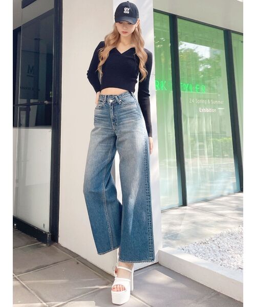 trunc88 ブラック デニムパンツ ハイウエスト ワイドレッグ trunc88 ブラック デニムパンツ ハイウエスト ワイドレッグ