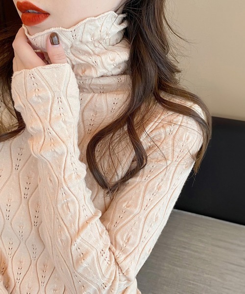 Miniministore(ミニミニストア)の「ハイネックニットトップス レディース秋冬(ニット/セーター・レディース・グレー/ブラック/ライトベージュ/ブラウン/ホワイト・フリー)」の5枚目の写真