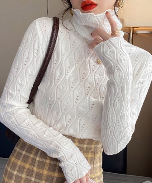 Miniministore(ミニミニストア)の「ハイネックニットトップス レディース秋冬(ニット/セーター・レディース・グレー/ブラック/ライトベージュ/ブラウン/ホワイト・フリー)」の11枚目の写真