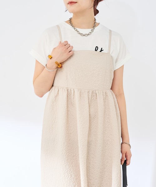 un dix cors（アンディコール）の「フラワーふくれジャガードキャミワンピース（ワンピース・レディース・ブラック/グレイッシュベージュ・FREE）」の12枚目の写真