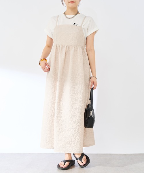 un dix cors（アンディコール）の「フラワーふくれジャガードキャミワンピース（ワンピース・レディース・ブラック/グレイッシュベージュ・FREE）」の15枚目の写真