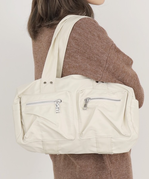 Chick(チック)の「▲Double Pocket Bag / ダブルポケットボストンバッグ(ハンドバッグ・レディース・カーキ/ブラック/ホワイト・FREE)」の13枚目の写真