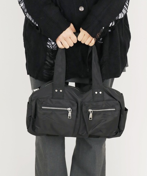 Chick(チック)の「▲Double Pocket Bag / ダブルポケットボストンバッグ(ハンドバッグ・レディース・カーキ/ブラック/ホワイト・FREE)」の15枚目の写真
