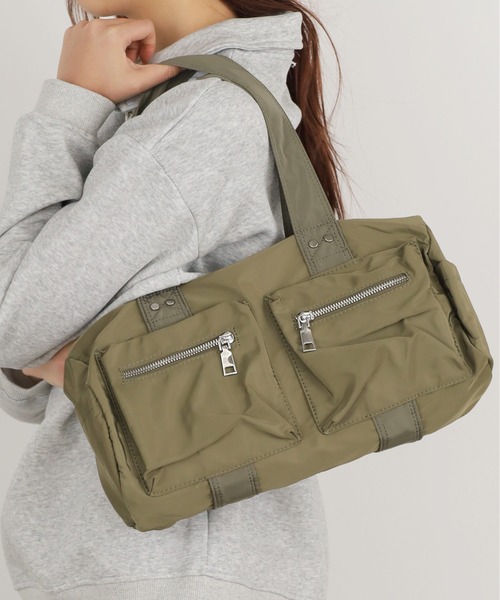 Chick(チック)の「▲Double Pocket Bag / ダブルポケットボストンバッグ(ハンドバッグ・レディース・カーキ/ブラック/ホワイト・FREE)」の20枚目の写真