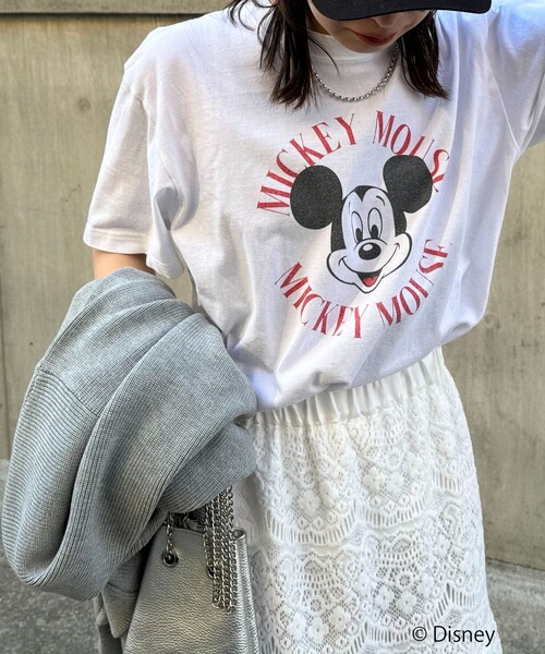 GOOD ROCK SPEED（グッドロックスピード）の「【GOOD ROCK SPEED/グッドロックスピード】MICKEY Tシャツ（Tシャツ/カットソー・レディース・アッシュグレー/オフホワイト/ネイビー・FREE）」の2枚目の写真