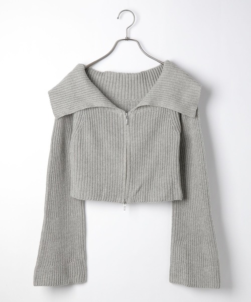Heather（ヘザー）の「オフショルZIPニットカーディガン 105331