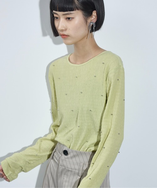 セール】ドットスタッズリップルトップス（Tシャツ/カットソー）｜THE