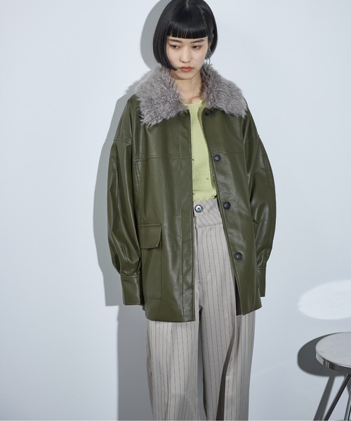 THE YOn(ザヨン)の「ドットスタッズリップルトップス(Tシャツ/カットソー・レディース・アイボリー/ブラック/ライム/ベージュ/グレイッシュベージュ・FREE)」の15枚目の写真