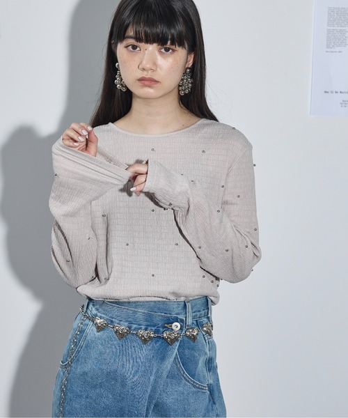 セール】ドットスタッズリップルトップス（Tシャツ/カットソー）｜THE