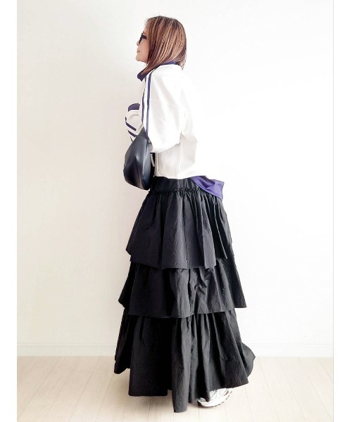 notch.（ノッチ）の「【 notch. by yui 】ナイロンティアードスカート（スカート・レディース・ブラック/ホワイト/ライトグレー・M/TM）」の7枚目の写真