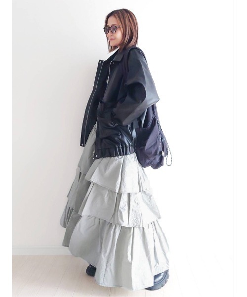 notch.（ノッチ）の「【 notch. by yui 】ナイロンティアードスカート（スカート・レディース・ブラック/ホワイト/ライトグレー・M/TM）」の11枚目の写真