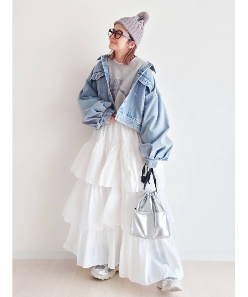 notch.（ノッチ）の「【 notch. by yui 】ナイロンティアードスカート（スカート・レディース・ブラック/ホワイト/ライトグレー・M/TM）」の17枚目の写真