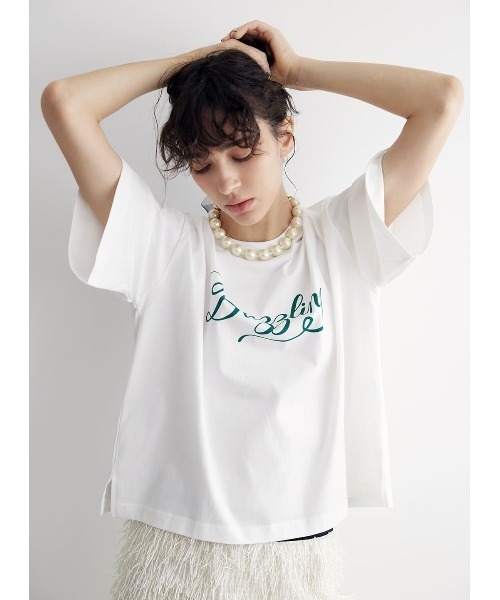 【40%OFF】袖チュールTシャツ　コエル　COEL　Tシャツ COEL Online StoreCOELパールTシャツ(F ブラック): TOPS