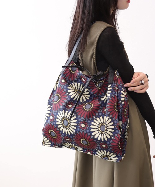 アートフラワーナイロン横長ビッグトートBAG