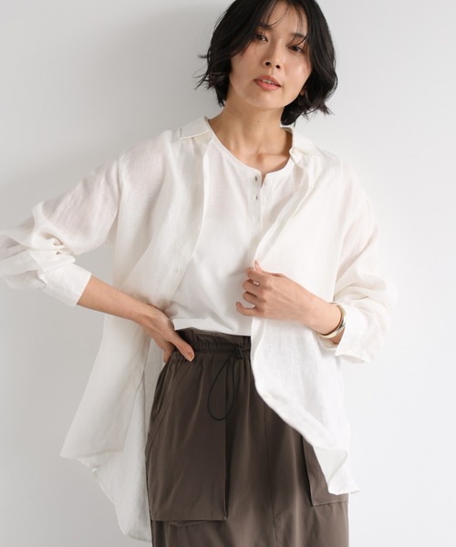 BARNYARDSTORM(バンヤードストーム)の「BARNYARDSTORM / スタンダードリネンシャツ(シャツ/ブラウス・レディース・ホワイト/ベージュ/ブルー/ホワイト系その他・S/L/M)」の2枚目の写真