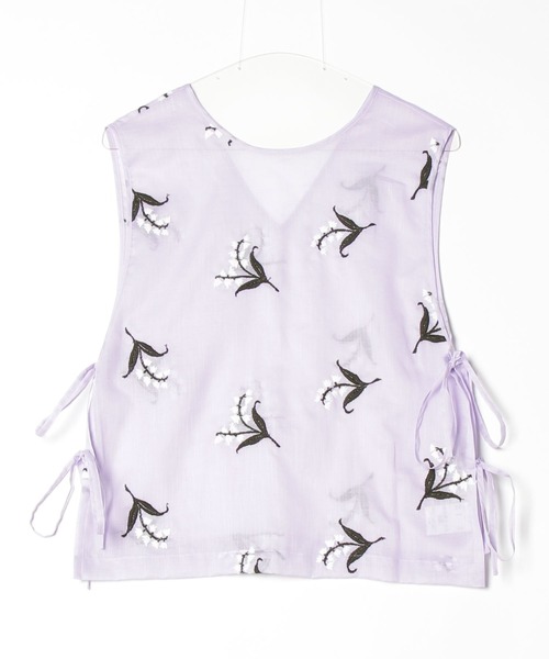 nesessaire(ネセセア)の「ミュゲ(すずらん)エンブロイダリージレ(ベスト・レディース・ベージュ/ネイビー/ライラック・38)」の3枚目の写真