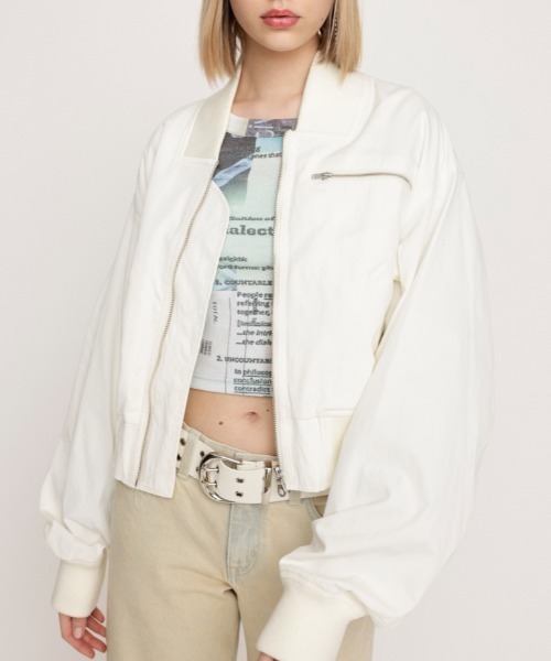 ホワイト レース ボンバージャケット 日本製 レース ジャケット ボンバージャケット MA-1 バルーン袖