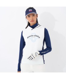 marie claire | marie claire GOLF/マリクレール ゴルフ ゴルフウェア ブランド ロゴ 接触冷感 軽量 ダンボールニット ベスト 長袖 インナーシャツ セット(ベスト)