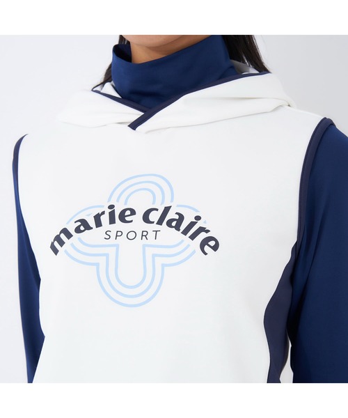 marie claire(マリ・クレール)の「marie claire GOLF/マリクレール ゴルフ ゴルフウェア ブランド ロゴ 接触冷感 軽量 ダンボールニット ベスト 長袖 インナーシャツ セット(ベスト・レディース・ネイビー/ブラック/ピンク/ホワイト・LL/3L/L/M)」の6枚目の写真