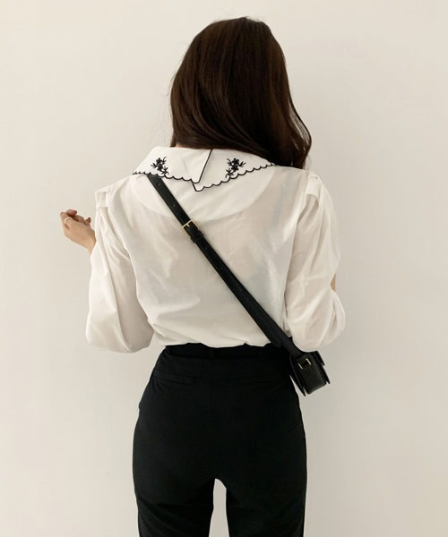 i-dare（アイディア）の「【i-dare】刺繍襟シャツ（シャツ/ブラウス・レディース・ホワイト/ブラック・MEDIUM/LARGE/X-LARGE）」の5枚目の写真