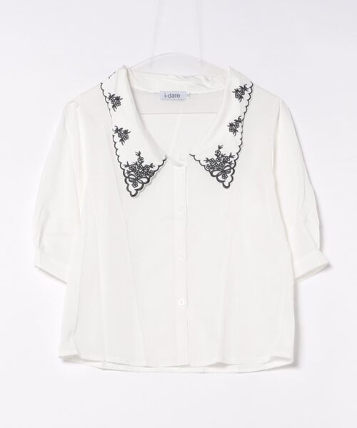 i-dare（アイディア）の「【i-dare】刺繍襟シャツ（シャツ/ブラウス・レディース・ホワイト/ブラック・MEDIUM/LARGE/X-LARGE）」の10枚目の写真