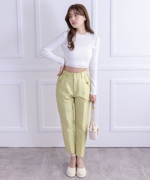 clear（クリア）の「ドット柄ストレッチテーパードパンツ[低身長用サイズ有]（スラックス・レディース・グリーン系その他/ブラック・S/M/XS）」の10枚目の写真