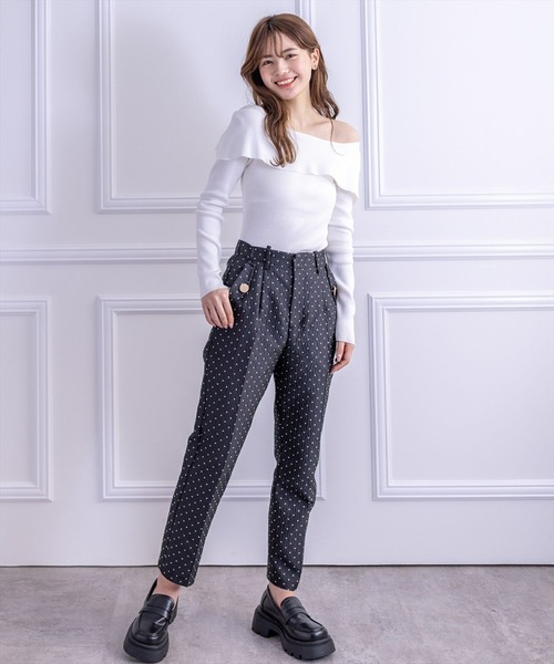 clear（クリア）の「ドット柄ストレッチテーパードパンツ[低身長用サイズ有]（スラックス・レディース・グリーン系その他/ブラック・S/M/XS）」の13枚目の写真