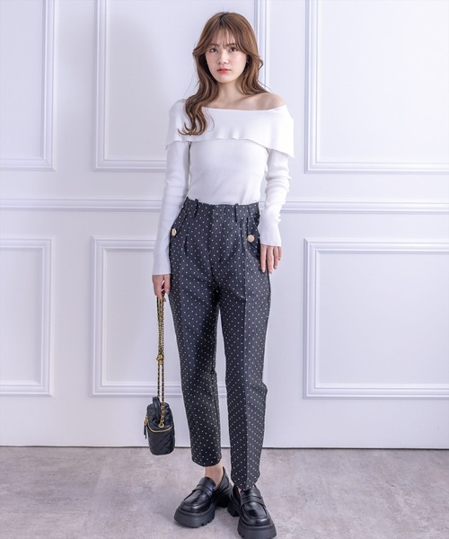 clear（クリア）の「ドット柄ストレッチテーパードパンツ[低身長用サイズ有]（スラックス・レディース・グリーン系その他/ブラック・S/M/XS）」の14枚目の写真