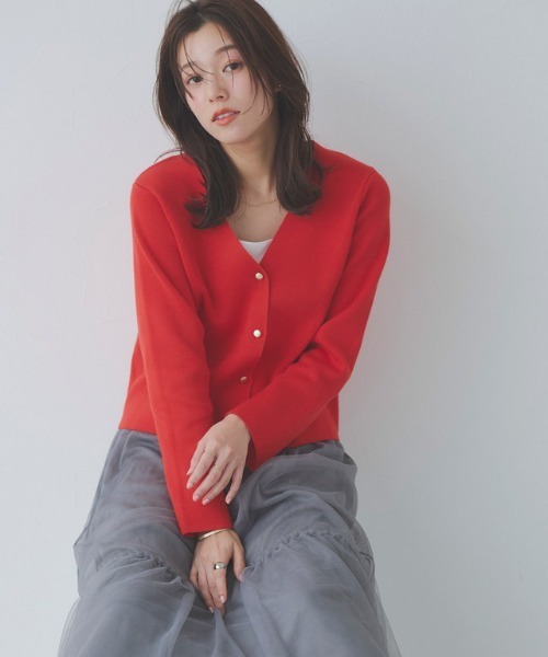 Pierrot(ピエロ)の「ショート丈ニットカーディガン(カーディガン/ボレロ・レディース・アイボリー/レッド/ブラック・M/L)」の10枚目の写真