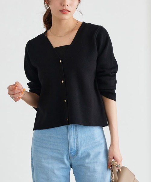 Pierrot(ピエロ)の「ショート丈ニットカーディガン(カーディガン/ボレロ・レディース・アイボリー/レッド/ブラック・M/L)」の14枚目の写真