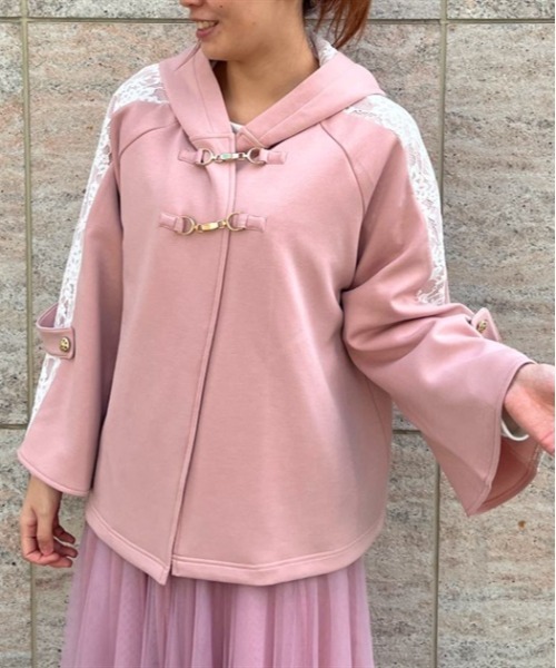 axes femme（アクシーズファム）の「花粉ガードレース切替ケープ（カーディガン/ボレロ・レディース・キナリ/ネイビー/ピンク・FREE）」の3枚目の写真