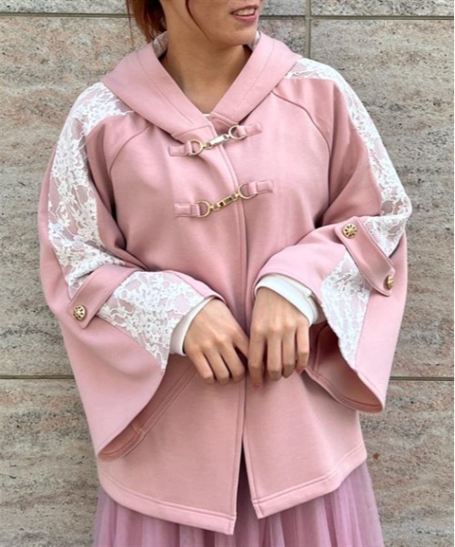 axes femme（アクシーズファム）の「花粉ガードレース切替ケープ（カーディガン/ボレロ・レディース・キナリ/ネイビー/ピンク・FREE）」の6枚目の写真