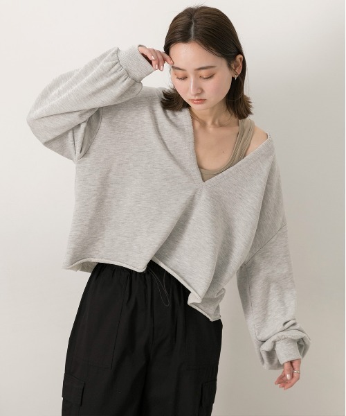 ad thie(アドティエ)の「ダブルストラップ クロップドタンクトップ(キャミソール・レディース・ブラウン/ライトカーキ/チャコール/マスタード/ブラック/オフホワイト・FREE)」の15枚目の写真