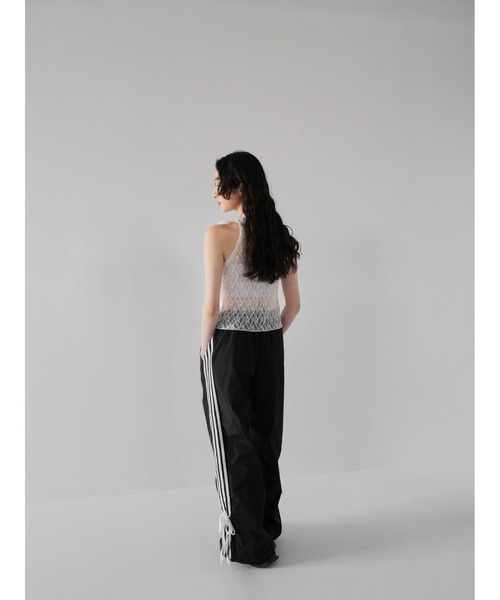 Uenui(ウニュイ)の「リボントラックパンツ トラックパンツ ストレートパンツ ナイロン サイドライン ジャージ(その他パンツ・レディース・ブラック・FREE)」の16枚目の写真