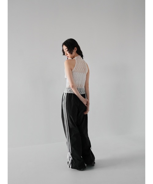 Uenui(ウニュイ)の「リボントラックパンツ トラックパンツ ストレートパンツ ナイロン サイドライン ジャージ(その他パンツ・レディース・ブラック・FREE)」の17枚目の写真