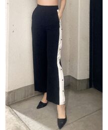 サイドライン裏毛ワイドパンツ