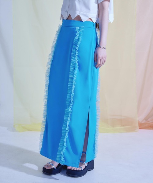 miette（ミエット）の「チュールフリルスカート（スカート・レディース・ブラック/ブルー・FREE）」の3枚目の写真