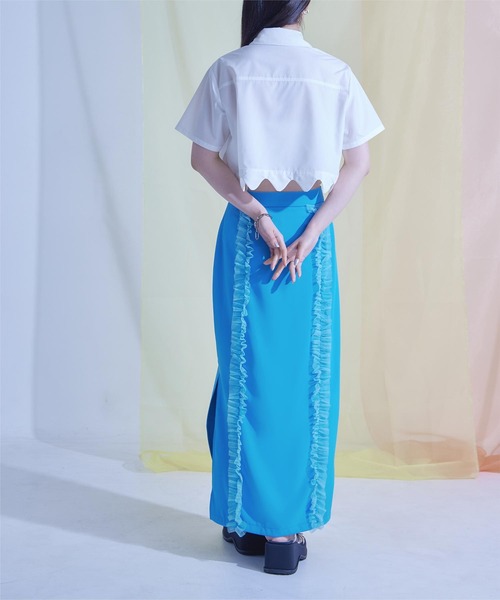 miette（ミエット）の「チュールフリルスカート（スカート・レディース・ブラック/ブルー・FREE）」の4枚目の写真