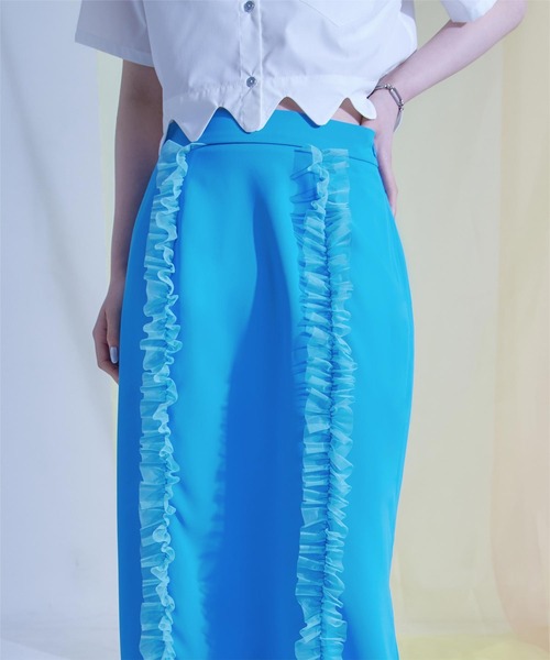 miette（ミエット）の「チュールフリルスカート（スカート・レディース・ブラック/ブルー・FREE）」の6枚目の写真