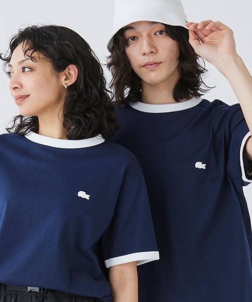 ☆LACOSTE☆ リンガー半袖Tシャツ LACOSTE tシャツ 「オンライン限定」LACOSTE ワンポイントロゴ