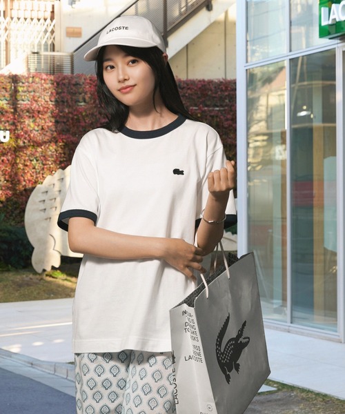オンライン限定】LACOSTE ワンポイントロゴ リンガーTシャツ（T